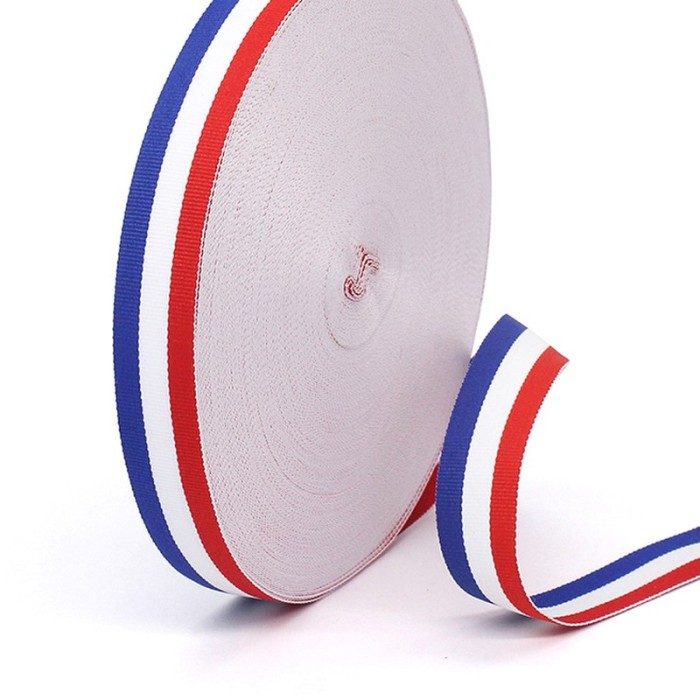 Ruban tricolore bleu-blanc-rouge (au mètre)
