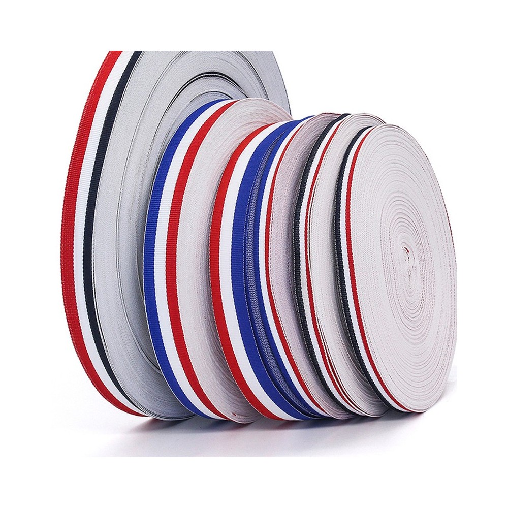 Ruban tricolore bleu-blanc-rouge (au mètre)