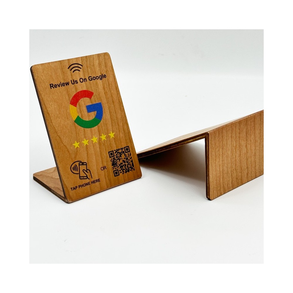 Chevalet NFC en bois « avis Google »