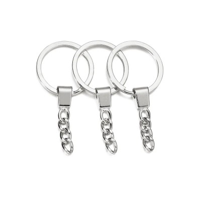 Anneau porte-clés rhodié 30 mm avec chaîne