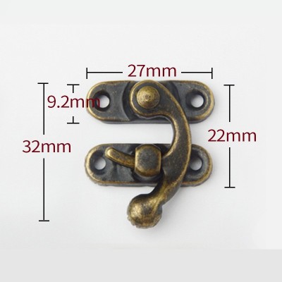 Fermoir de coffret bronze 27 × 32 mm