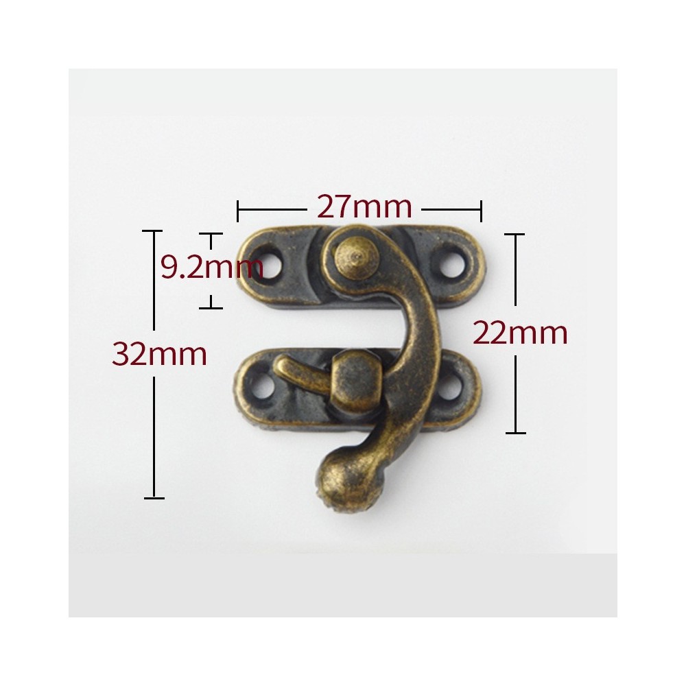 Fermoir de coffret bronze 27 × 32 mm